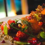 fruits and veggies on white plate